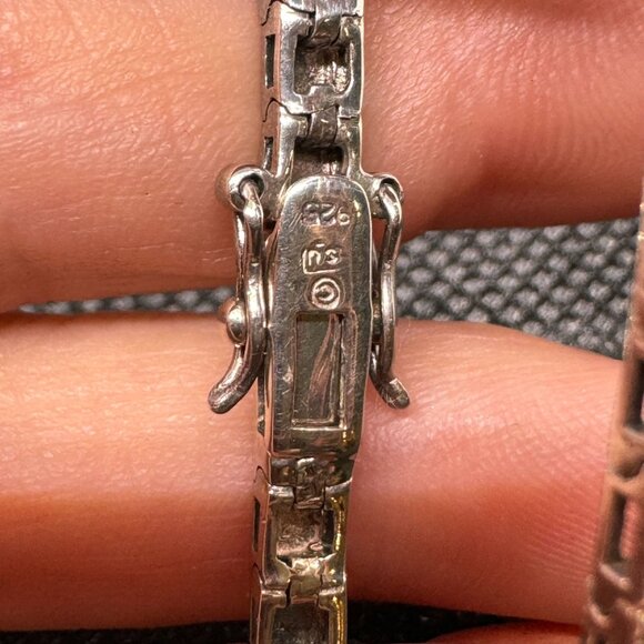 Sterling Silver .925 Bracelet Marcasite Square Link 8.25" Long 14.7‎ Grams - Picture 8 of 9